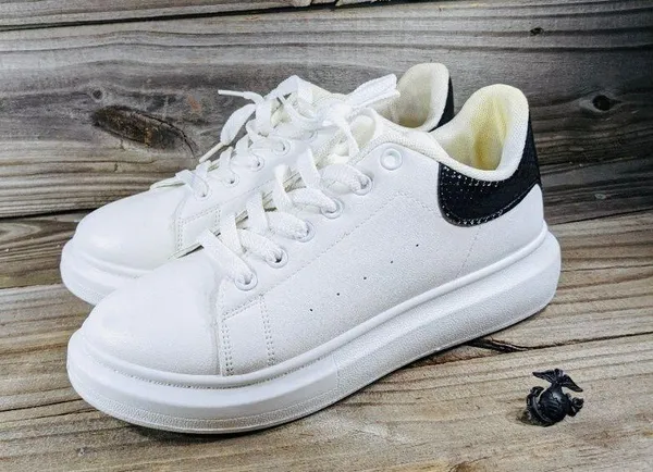 She & In women's sneakers white black trim size 40 {9} - Image 3