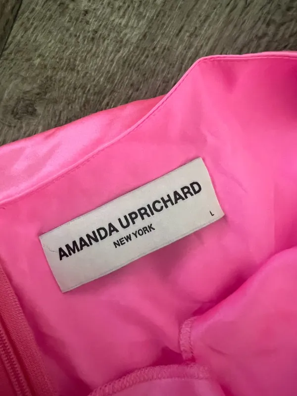 Amanda Uprichard Marlowe Mini Dress in Shocking Hot Pink Satin Silk L‎ - Image 11