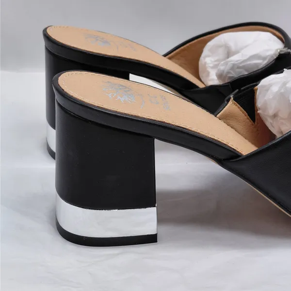 G.C. Shoes Adison Black Block Heel Mules Sz 8 Open Toe Slip On Sandal Chic Shoes - Image 5