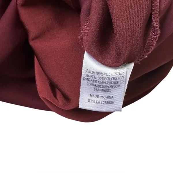 Skylar Rose Size Small Bodysuit Maroon Long Sleeve Faux Leather Collar | 61-38 - Image 6