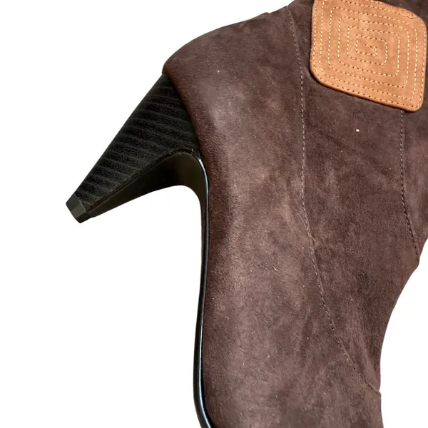 Comfortview Knee High Boots Womens 7WW Brown Faux Suede Patchwork Boho Y2K - Image 4