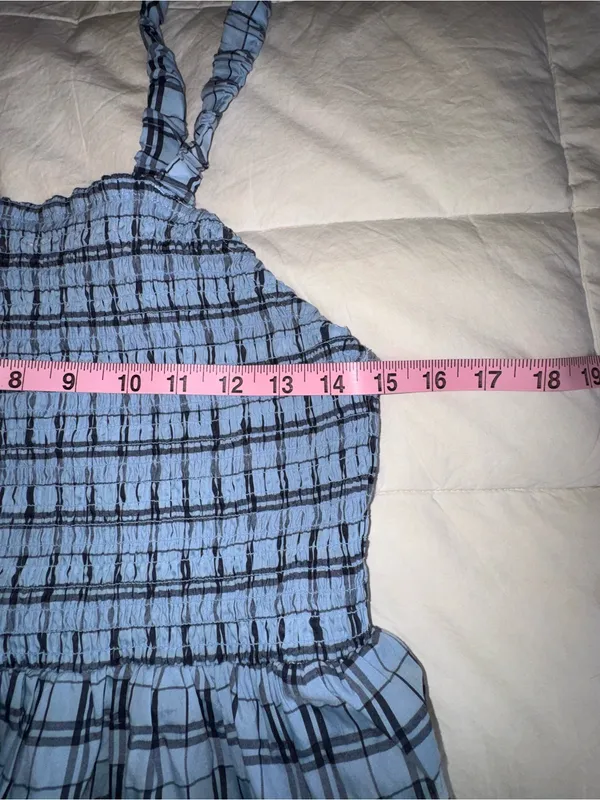 J. Crew Blue Plaid Smocked Maxi Dress - Image 5