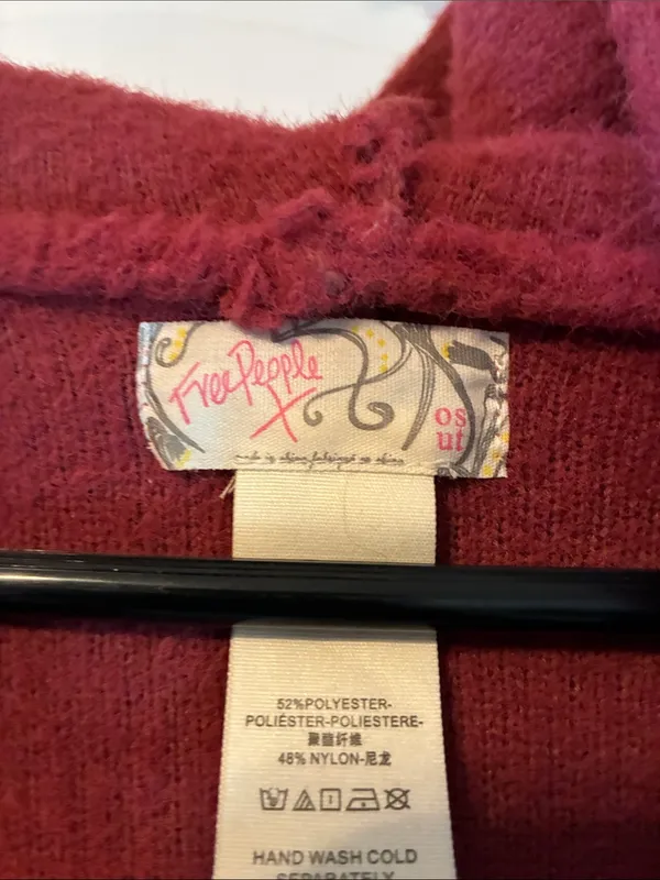 Free People Hooded Open-Front Cape Coat in Deep Berry - Image 2