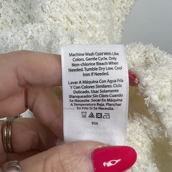 Time and Tru Large L 12-14 Tape Yarn Sweater Cream V-Neck Open Knit Pullover - Image 8