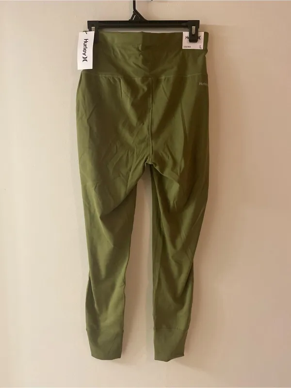 Hurley Olive Green High-Waist Track Joggers with Drawstring - Image 3