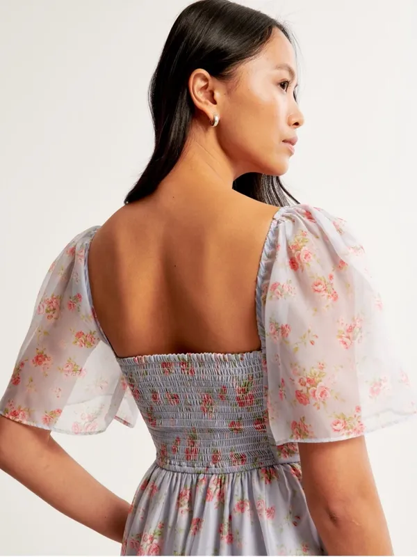 Abercrombie & Fitch Emerson Floral Angel Sleeve Midi Dress Medium Petite - Image 3