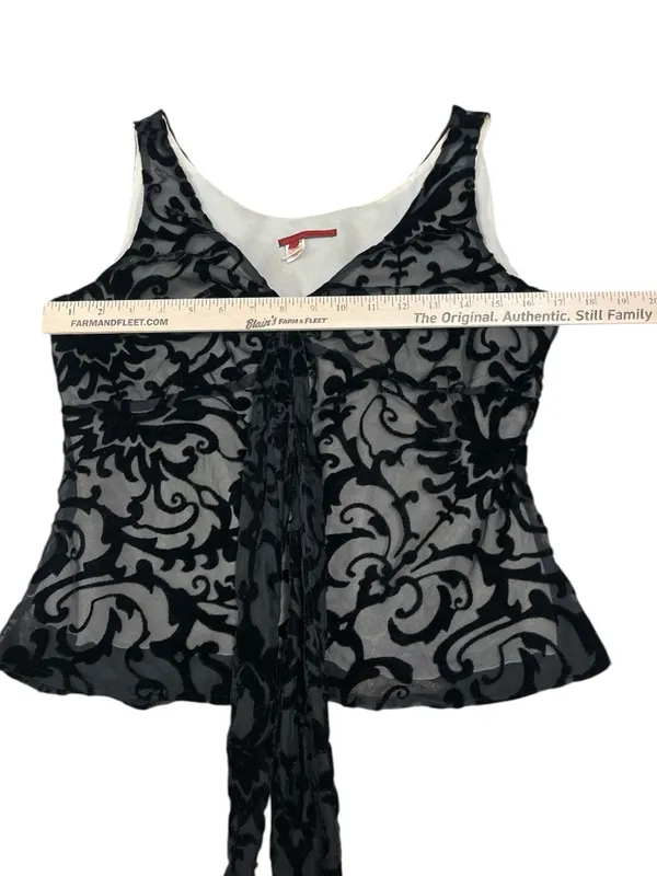 Whimsigoth black burnout velvet sheer overlay sleeveless Blouse fairycore - Image 4