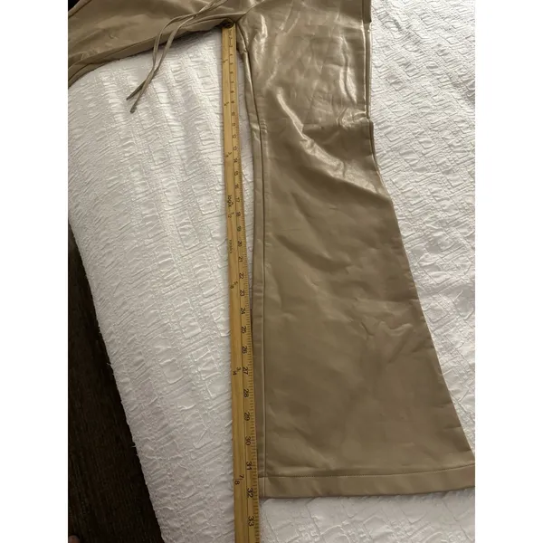 I.AM.GIA Faux Leather Tie-Up Flare Pants in the tan Size Large - Image 13