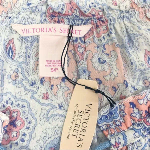 VICTORIA’S SECRET Blue Paisley Print Short Nightgown Sleeveless Size‎ Small New - Image 4