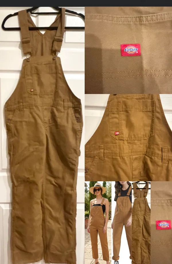 Dickies NWT Relaxed Fit Bib heritage Overalls - Rinsed Brown Duck size M - Image 12