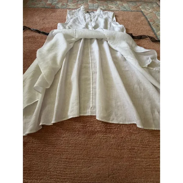 Zara Woman 100% Linen Ivory Asymmetrical Tunic XL Made in Portugal - Image 3