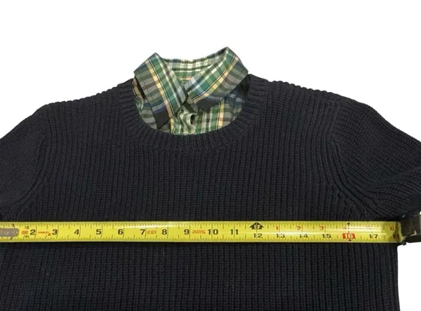 Ralph Lauren cable knit layered sweater size small navy crew neck pullover - Image 3