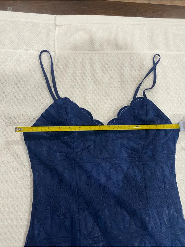 LULUS Lace Slip Dress in Navy Blue - Women's Elegant Spaghetti Strap - Image 3