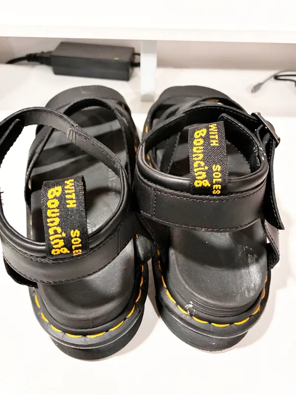 DR. MARTENS WOMAN SANDALS SHOES Black WEDGE CASUAL LEATHER CODE BLAIRE Size 10 - Image 4