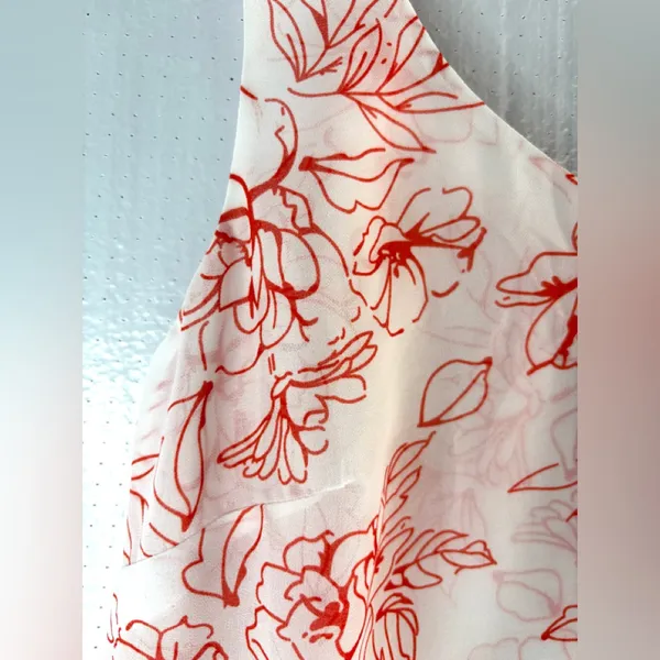 CAbi M Wide Strap Sketch Floral Tank Top in Orange on White - Image 4