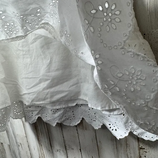 Vtg Y2K American Eagle White Eyelet Lace Midi‎ Skirt Tiered Womesns Size 8 - Image 3