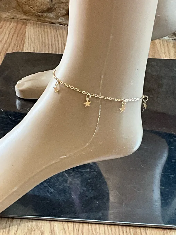 Gold Star Charm Anklet - Image 5