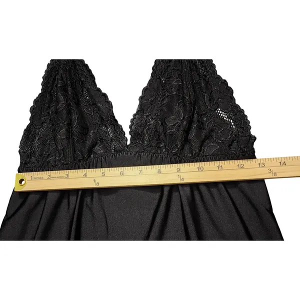 Ambrielle Womens Chemise Black Lace Bodice Empire Waist Nightgown Size‎ M - Image 3