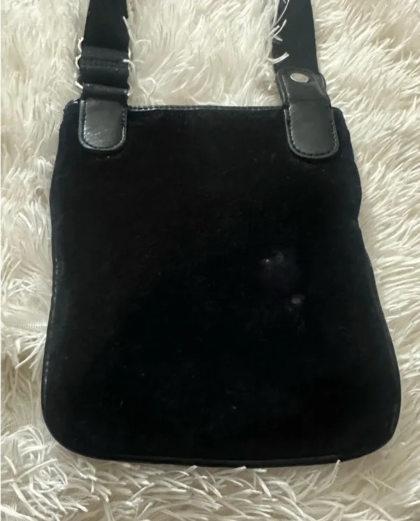 Juicy Couture Y2K Black Velour Crossbody Bag - 2011 Vintage Pink Sparkles - Image 3