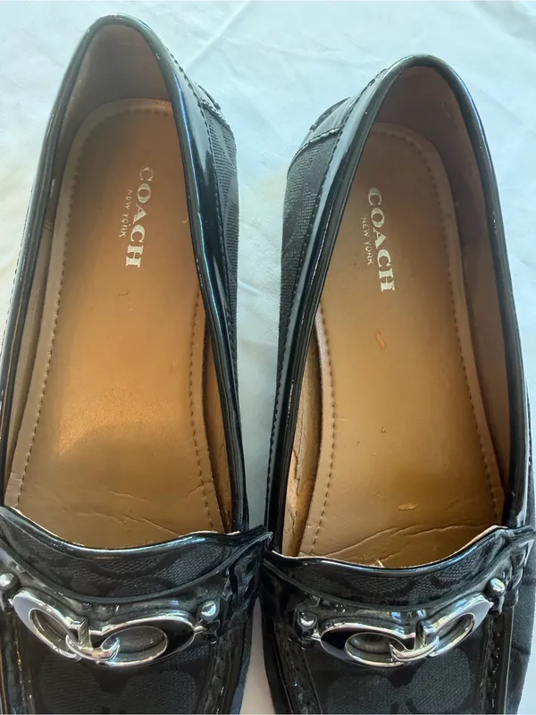 Coach Fortunata Signature C Black Jacquard Patent Leather Loafers Women’s 7.5B - Image 3