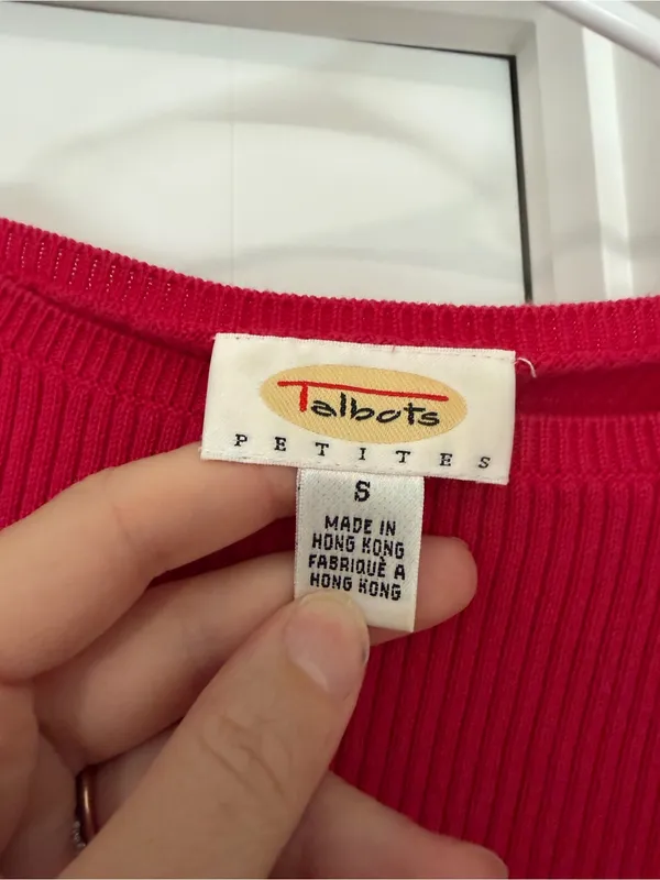 Talbots Bright Red Ribbed Short Sleeve Tee - Image 2