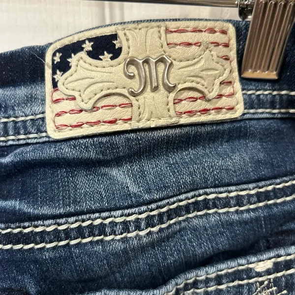 Miss Me Easy Crop Jeans Mid Rise Bling Pocket Denim Inseam 26 - Image 7