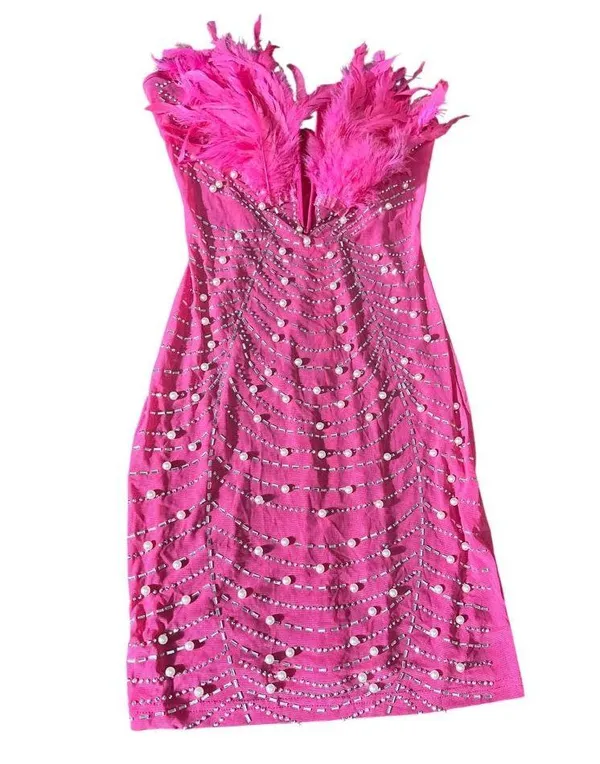 Women's Bodycon Super Pearly Pink Lace Dress - Image 2