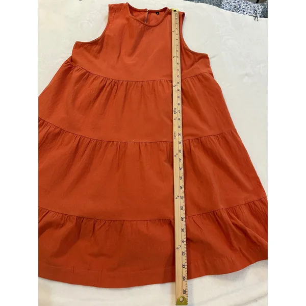 Tiered Babydoll Mini Dress Burnt OrangeSleeveless 100% Cotton Size M - Image 7