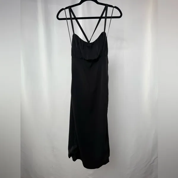 NWT Abercrombie‎ & Fitch Criss Cross Back Midi Dress in Black Size Large - Image 3