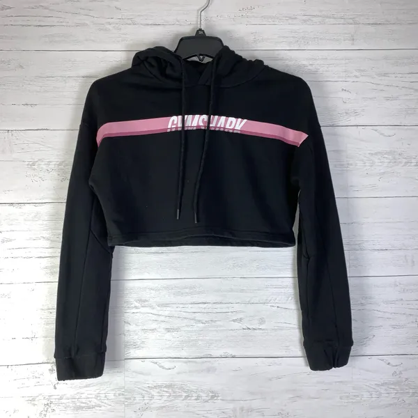 Gymshark Womens Pullover Cropped Sweatshirt Hoodie Black Size small - Image 4