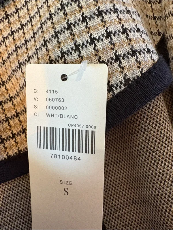 Maeve Anthropologie Collegiate‎ Knit Blazer Asymmetrical Check Brown Small NWT - Image 7