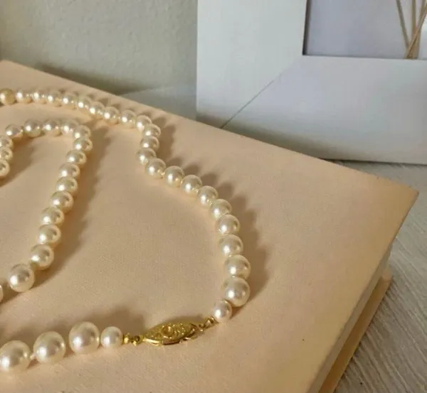 Champagne Pearl Necklace Vintage “Mairi” 25” Gold Marquise Fishhook JAPAN Classic - Image 5