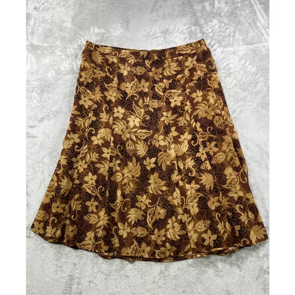 Brown Floral Leopard Midi Skirt 18 Boho Y2K Earth Tone A Line Cottagecore - Image 3