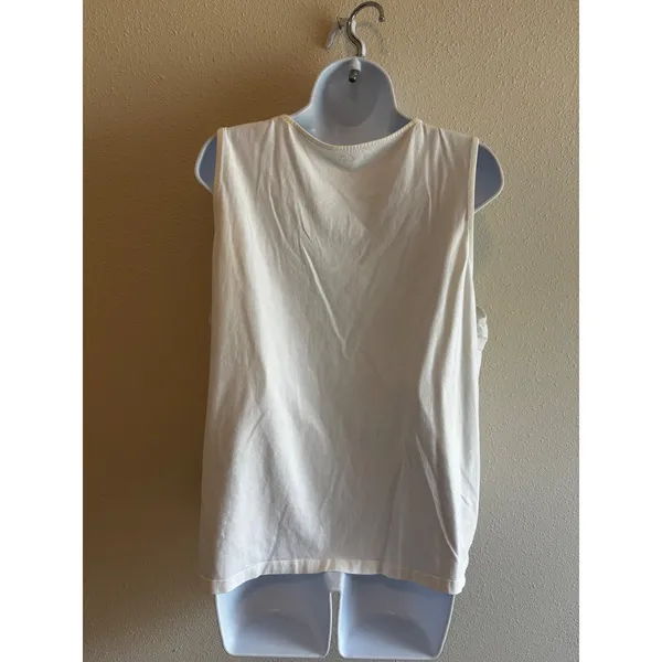 Chico's Tank Top Size 3 White Lace Sequin Chevron‎ Sleeveless Boho Scoop Neck - Image 8