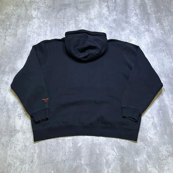 Vintage Embroidered Texas Longhorns Black and Orange Heavy Hoodie Sweatshirt - Image 2