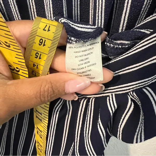 Monteau Crepe Blue &‎ White Striped Flutter Sleeve Jumpsuit Size S - Image 9