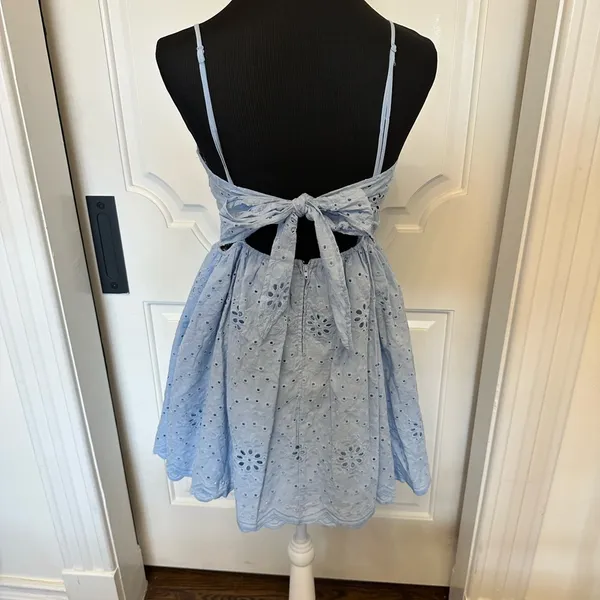 Altar’d State Tie Back Blue Eyelet Sundress Mini Dress Bow NWOT - Image 6