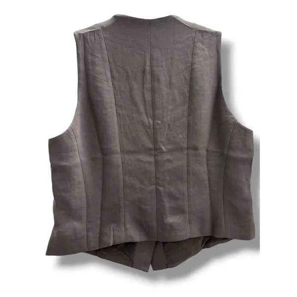 SPANX Carefree Crepe Vest Smoke Gray Womens Medium Tailored‎ Sleeveless Blazer - Image 4