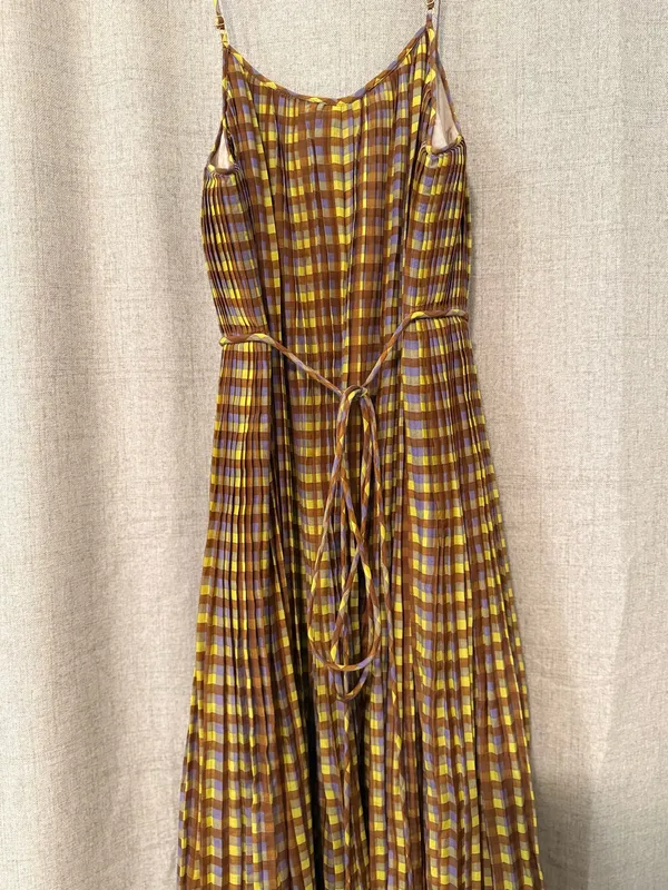 Tory Burch Pleated Midi Dress in Purple Veronica Plaid | 6 - Image 8
