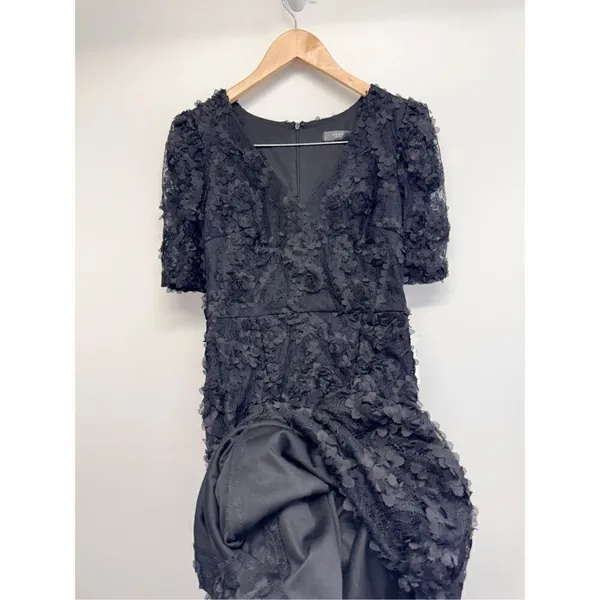 AQUA Formal Dress Size 2 Black Lace Knee Length Cocktail‎ Party Short Sleeve NWT - Image 11