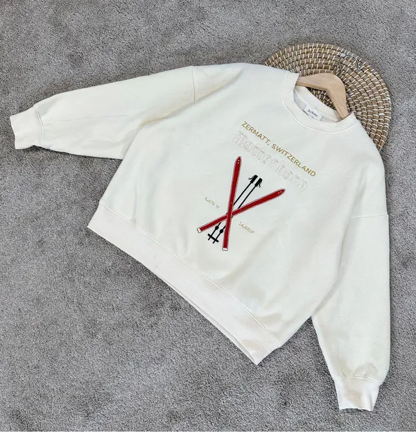 bohme Women’s Embroidered Sweatshirt Metterhorn Longsleeve Crew Neck in Beige XS - Image 2