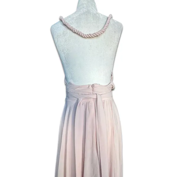 Lulus Baby‎ Pink Maxi Dress Pleated V Neck Strappy Formal Small Elegant Flowy - Image 8