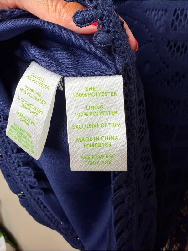 Lilly Pulitzer Women's Mango Shift Lace Knit Dress S Sleeveless Navy Blue - Image 8