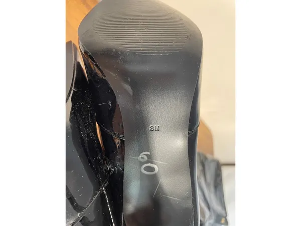 GUESS Black Patent OTK Stiletto Boots Mob Wife Y2K Baddie 8W - Image 6