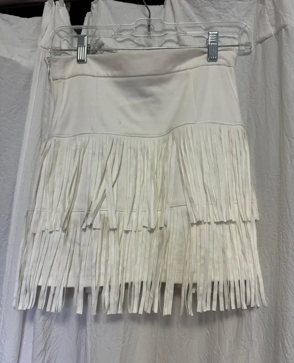 White Fringe Mini Skirt - Image 4