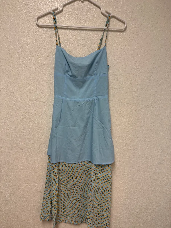 NWT COMMENSE Psychedelic Square Neck Geometric Print Dress Size Small - Image 15