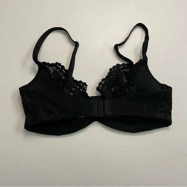 Victorias Secret Bra Unlined Demi Underwire Floral Lace Convertible Black - Image 5