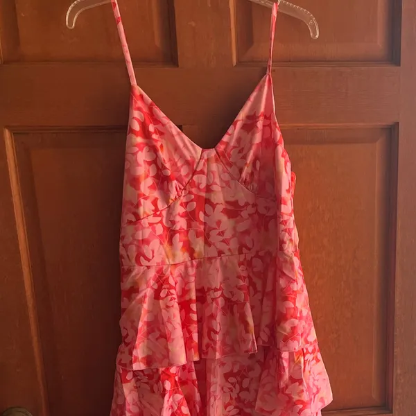 Amazon Vibrant Pink Floral Tiered Midi Dress - Image 5