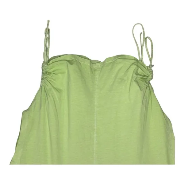 Wilfred Aritzia Ruched Side Tie Top Womens Size‎ S Lime Green Ribbed Cap Sleeve - Image 3
