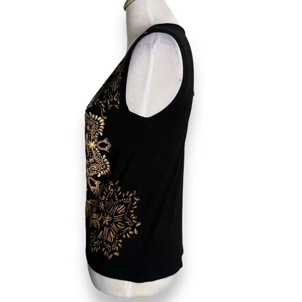 Disney Beauty and The Beast Tee Women Size S Black Gold Sleeveless Shirt NEW‎ - Image 5